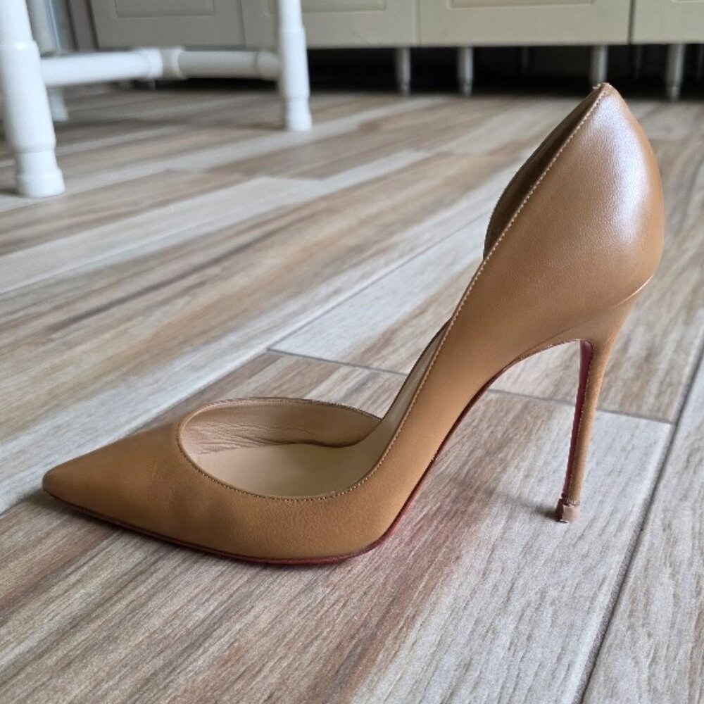 Christian Louboutin Iriza 100 Nude Leather Patent Shoes Eur. 38.5